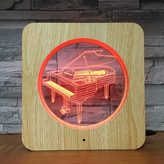 Elegant Piano Design 3D Acrylic LED Night Light with Remote