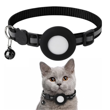 Reflective Pet Tracking Collar with Nylon Bell Pendant for Airtag, Anti-lost Collar for Cats and Puppies