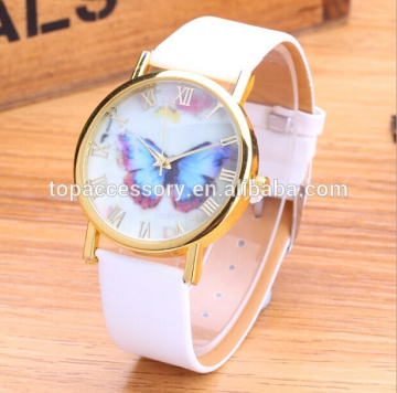 2016 Fashion hot Geneva PU butterfly watch