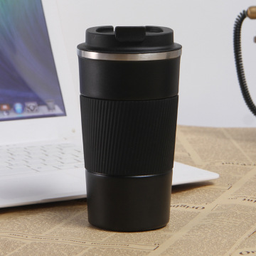 Tazza da viaggio isolata in acciaio inossidabile a due pareti personalizzate con manica silicone