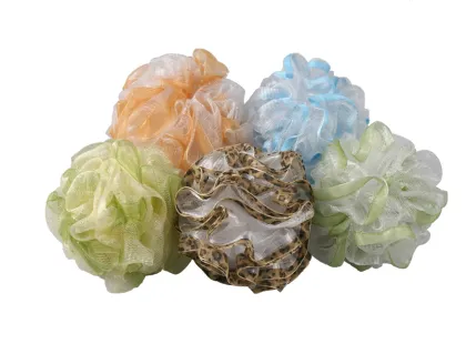 mesh orange ribbon exfoliating bath ball