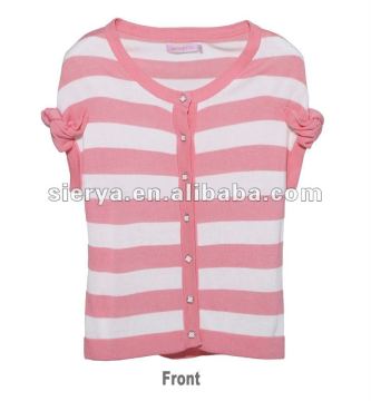 women's short sleeve cardigan sweater with bow on sleeve