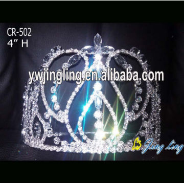 4 pulgadas de cristal Rhinestone corona Tiaras