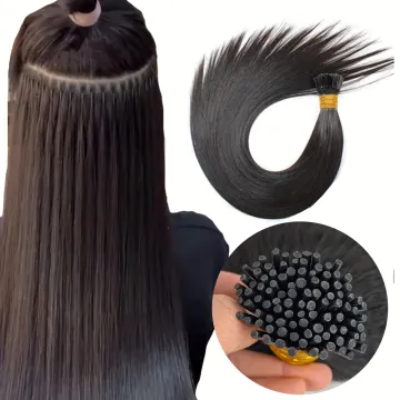 I Tip Hair Extensions Black - 125 Strands Package Real Human Hair Extensions for Women