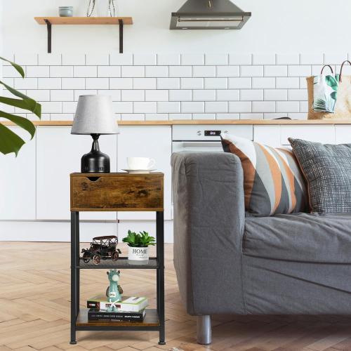 Sofa Side Table with Storage Shelf