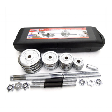 High-Quality 50kg Adjustable Dumbbell Barbell Set with Chrome Cast Iron and Portable Design