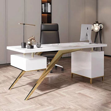 Modern Marble Table Office Desk with Drawer: Boss Desk Cabinet for Home Office
