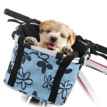Foldable Bicycle Front Basket For Pet Cat Dog Bicycle Basket Front Removable MTB Bike Basket Carrier Bag Bicycle Accessories