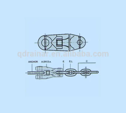black anchor swivel shackle A n B for marine anchor or chain