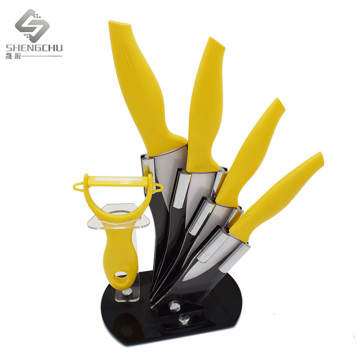 Ceramic Knife Set with Knife Block and Peeler for Kitchen