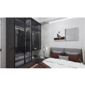 Armadio del guardaroba di lacca nera di lusso ISO9001 con porte di vetro swing/scorrevole