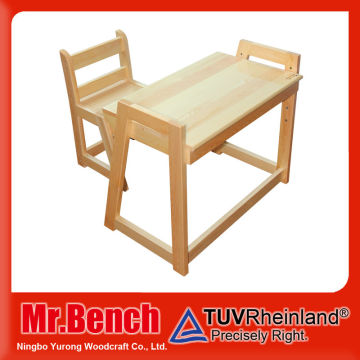 wood modern adjustable height children desk and chair
