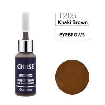 CHUSE Khaki Brown T205 Permanent Makeup Ink Eyeliner Tattoo Ink Set Eyebrow Microblading Pigment Professional 12ML 0.4oz