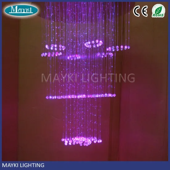 Hanging fiber optic lights chandeliers fiber optic mesh lighting for hotel lobby decoration