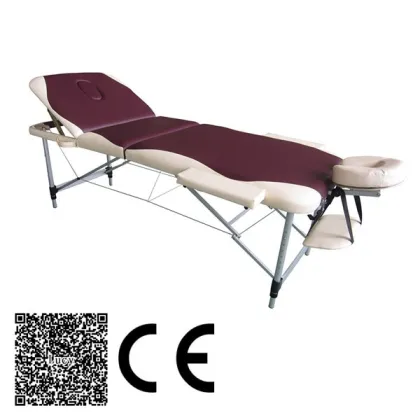 Beauty Bed 3 Section Aluminum Therapy Bed Spa Bed purple & beige