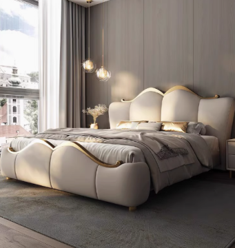 Modern Leather Luxury Double Bed for a High-End Bedroom