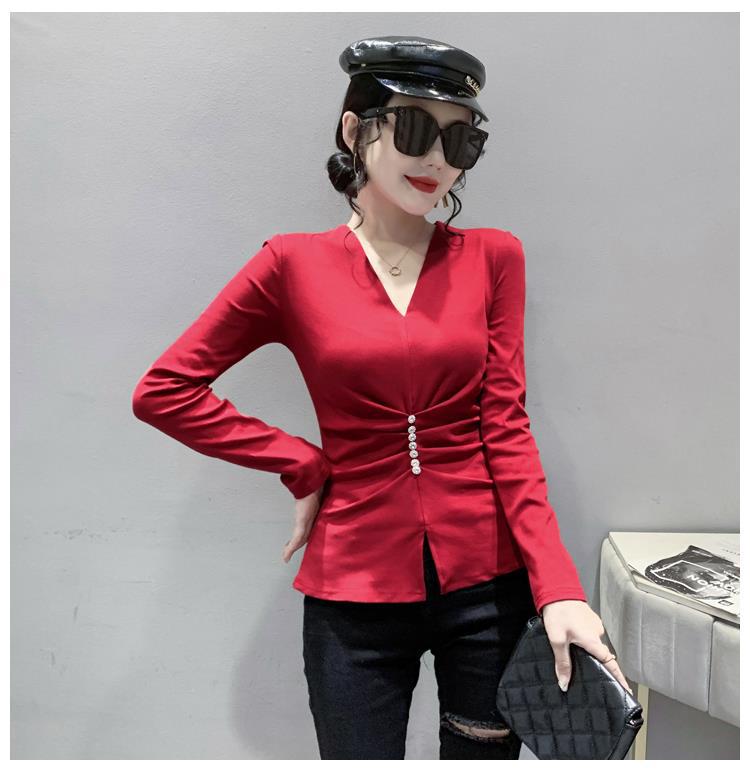 Slim V-neck inner bottoming shirt for women