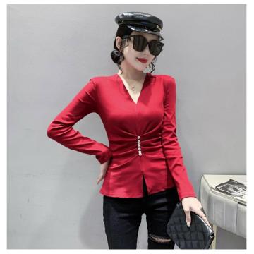 Slim V-neck inner bottoming shirt for women