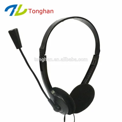 Cheapest Black computer headphones with mic from China headphones manufacturer