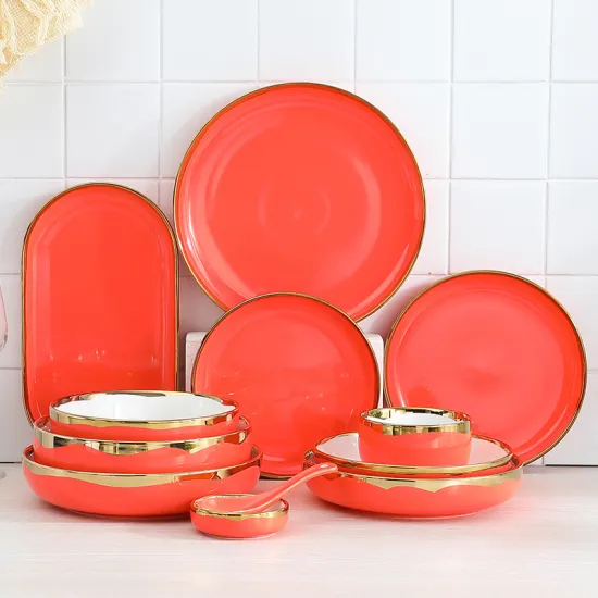 Ceramic Dinnerware Sets: Restaurant, Home, Porcelain - Customizable Nordic Designs in Green, Black, Pink, and White