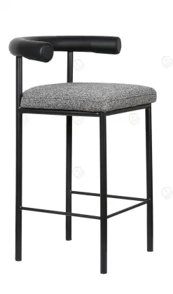 Imported microfiber leather black kashmir bar stool