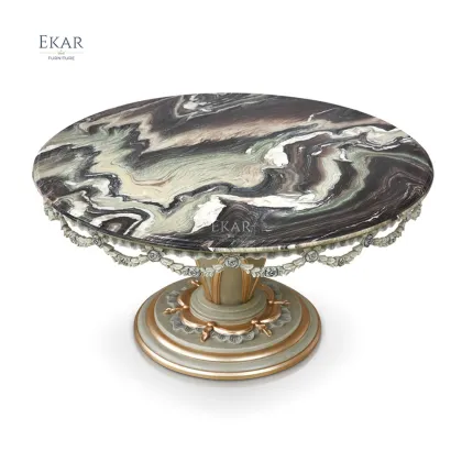 Classic Hand-Carved Royal Round Solid Wood Dining Table