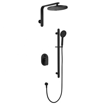 Matt Black Bathroom Shower System Set: Wall-Mounted and Handheld Brass Faucet