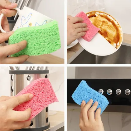 12pcs Colorful Absorbent Kitchen Cleaning Sponges - High Quality Denatured Spontex Cellulose