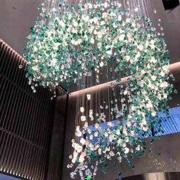Modern Hotel Large Ceiling Chandelier Customized Colored Crystal Pendant Light for Lobby and Living Room