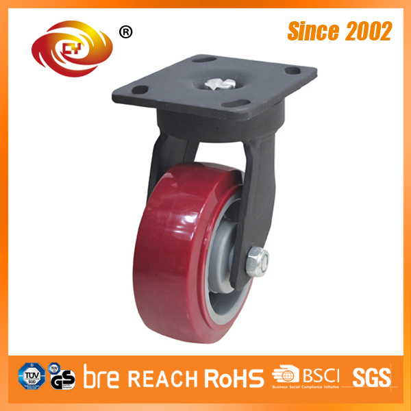 5 Inch Red PU Fixed Heavy Duty Castor Wheel