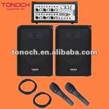 combo professional PA Speaker audio system,passive carpet covered wooden speaker portable speaker with sound radio console mixer