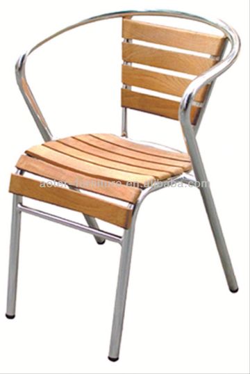 Aluminum wood chinese style dining chair