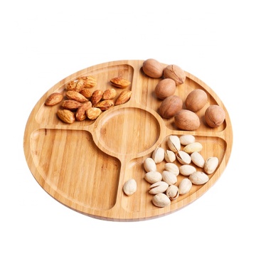 Bamboo Dry Fruit Serving Plate with 5 Compartments