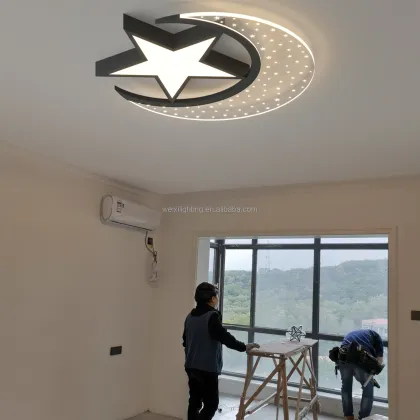 Iron Remote Control Dimming Children's Bedroom Ceiling Lighting - Modern LED Ceiling Lights