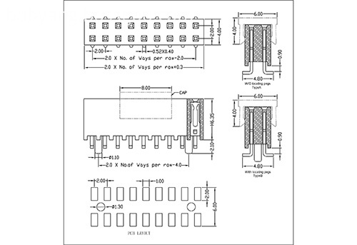 2.0 mm Female Header Dual Row  SMT Type H6.35  FHDM15