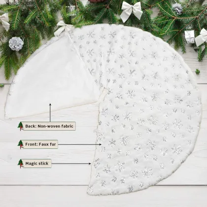 High Grade Long White Plush Christmas Tree Skirt for Ornament Decoration