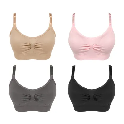 Pump Bra Button Wireless Cotton Nursing Breastfeeding Bra