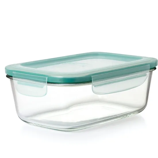 shockproof borosilicate glass container with plastic lid