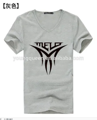 YJB47 M-3L men t-shirt print V collar cotton man t-shirt