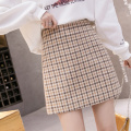 Plaid Minirock Frauen hohe Taille