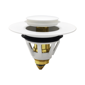 White Color Hair Filter Wash Basin with Push Type Pop Up Stopper: Manufacturer Supply