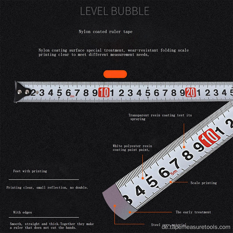 3m 5m 7,5m 10m Selbstsicherndes Gummi-Maßband
