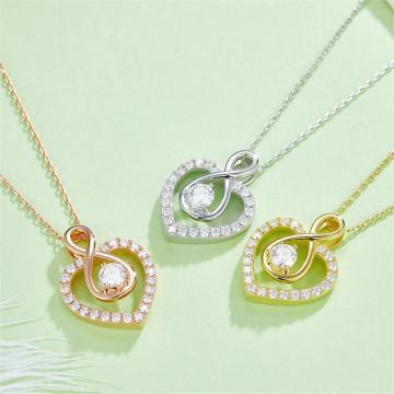 Fine Customized S925 Silver Moissanite VVS Pendant Necklace - Fashionable Heart Style for Women's Party Engagement