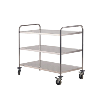 Utility 3-Tier Stainless Steel Round Tube Trolley Cart