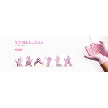 Guantes de nitrilo rosado para el hogar sin polvo sin polvo estéril