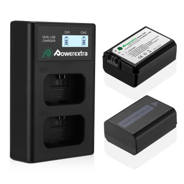 Powerextra 7.4V 1500MAH充電可能なNPFW50バッテリー付き2.1Aソニーの充電器