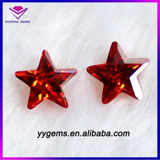 Bulk Sale Price 6x6MM Orange Colored CZ Shinning Star Cubic Zirconia Stone