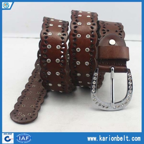 Newest Fake Diamond Split Leather Leather Belt (40-11070)