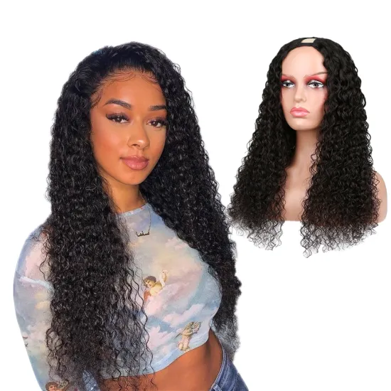 Glueless Remy Human Hair wigs 180% Density No Sew In Natural color U Part Human Hair Wigs 12 Inch to 24 Inch for Black Women