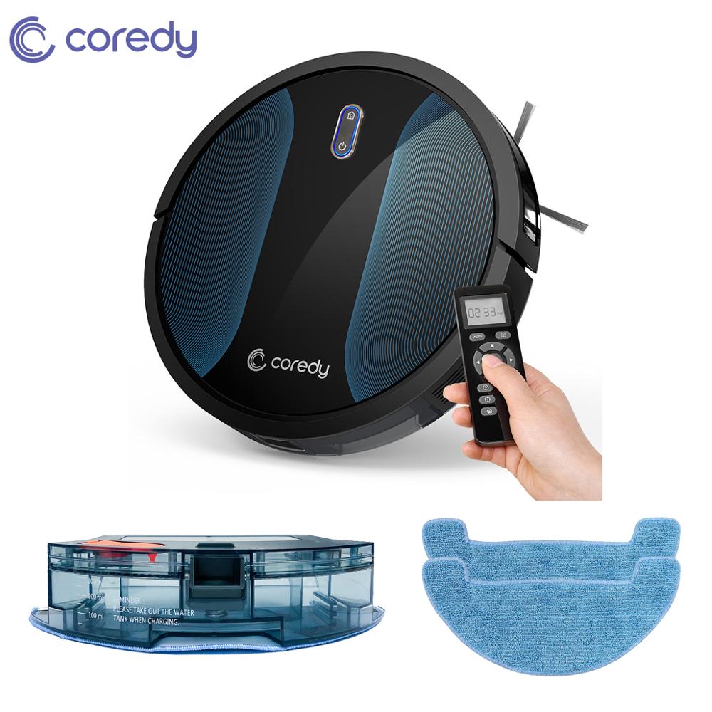 Coredy R500+ Automatic Smart Robot Vacuum Cleaner Sweep and Wet Mopping Dry Floor with Water Tank and 3PCS Mop Cloths for Home